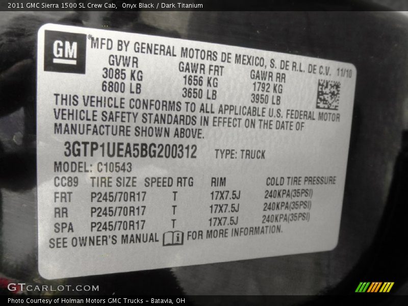 Onyx Black / Dark Titanium 2011 GMC Sierra 1500 SL Crew Cab