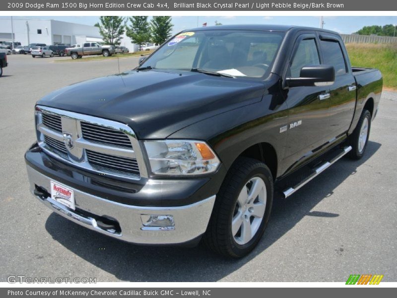 Brilliant Black Crystal Pearl / Light Pebble Beige/Bark Brown 2009 Dodge Ram 1500 Big Horn Edition Crew Cab 4x4