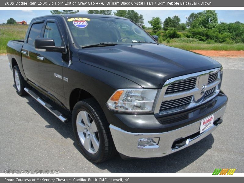 Brilliant Black Crystal Pearl / Light Pebble Beige/Bark Brown 2009 Dodge Ram 1500 Big Horn Edition Crew Cab 4x4