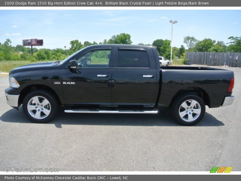 Brilliant Black Crystal Pearl / Light Pebble Beige/Bark Brown 2009 Dodge Ram 1500 Big Horn Edition Crew Cab 4x4