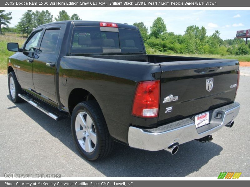 Brilliant Black Crystal Pearl / Light Pebble Beige/Bark Brown 2009 Dodge Ram 1500 Big Horn Edition Crew Cab 4x4