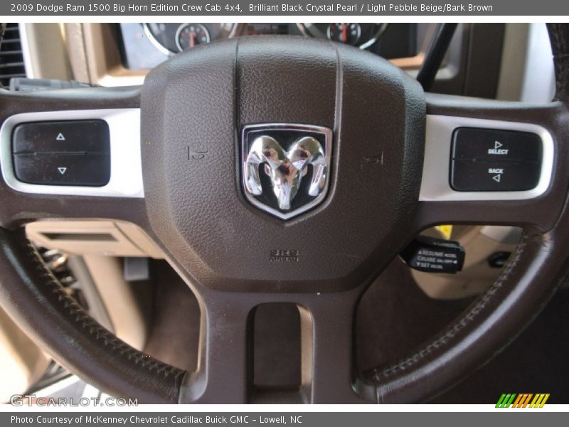 Brilliant Black Crystal Pearl / Light Pebble Beige/Bark Brown 2009 Dodge Ram 1500 Big Horn Edition Crew Cab 4x4