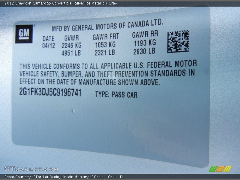 Silver Ice Metallic / Gray 2012 Chevrolet Camaro SS Convertible