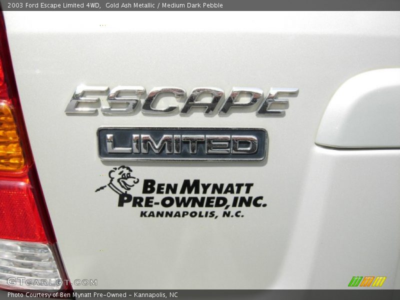 Gold Ash Metallic / Medium Dark Pebble 2003 Ford Escape Limited 4WD