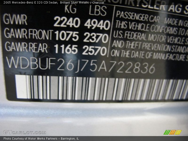 Brilliant Silver Metallic / Charcoal 2005 Mercedes-Benz E 320 CDI Sedan