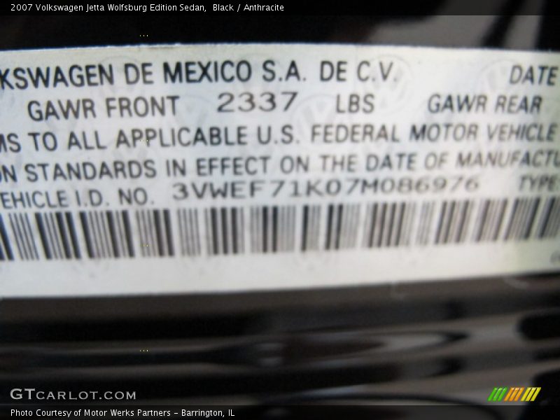 Black / Anthracite 2007 Volkswagen Jetta Wolfsburg Edition Sedan