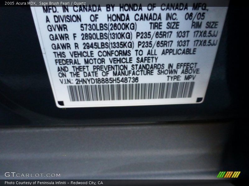 Sage Brush Pearl / Quartz 2005 Acura MDX