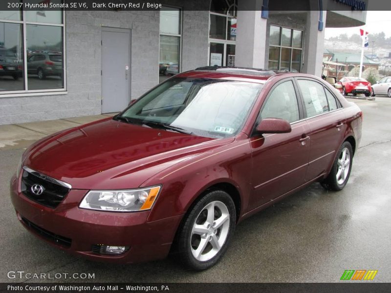 Dark Cherry Red / Beige 2007 Hyundai Sonata SE V6