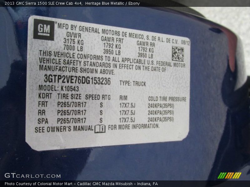 Heritage Blue Metallic / Ebony 2013 GMC Sierra 1500 SLE Crew Cab 4x4