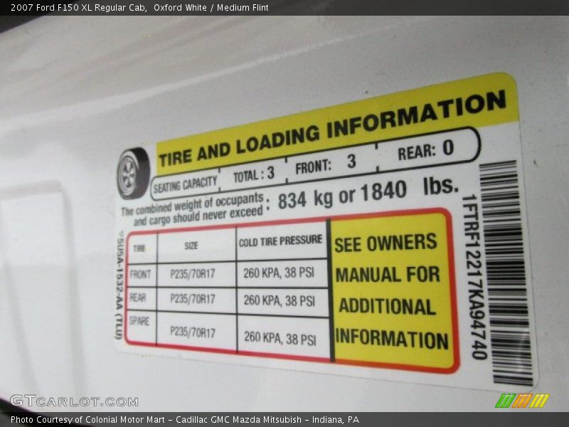 Oxford White / Medium Flint 2007 Ford F150 XL Regular Cab