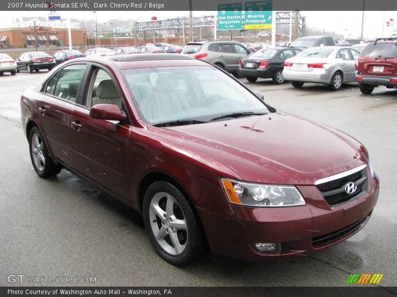 Dark Cherry Red / Beige 2007 Hyundai Sonata SE V6