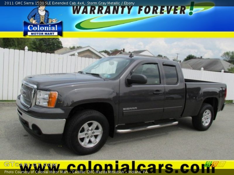 Storm Gray Metallic / Ebony 2011 GMC Sierra 1500 SLE Extended Cab 4x4