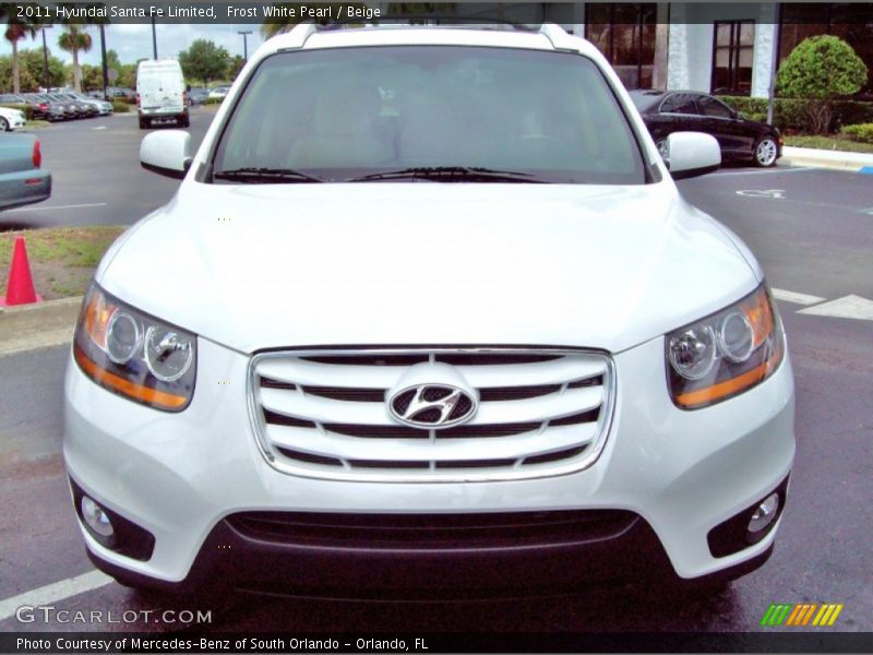 Frost White Pearl / Beige 2011 Hyundai Santa Fe Limited