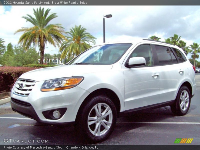 Frost White Pearl / Beige 2011 Hyundai Santa Fe Limited