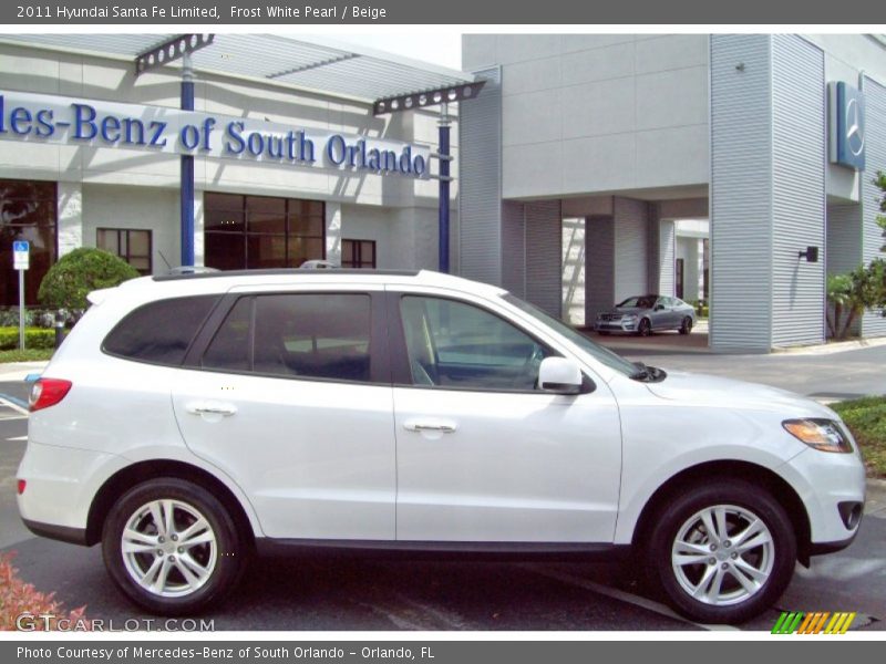 Frost White Pearl / Beige 2011 Hyundai Santa Fe Limited