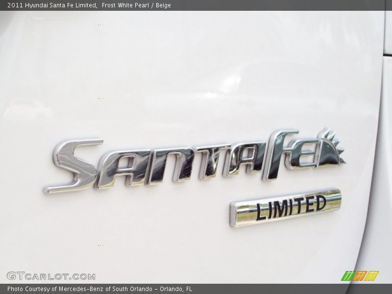 Frost White Pearl / Beige 2011 Hyundai Santa Fe Limited