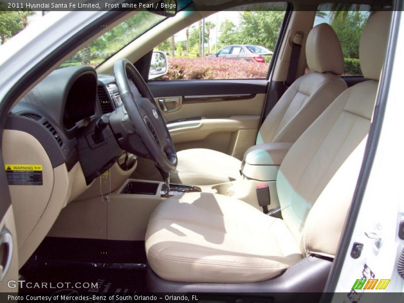 Frost White Pearl / Beige 2011 Hyundai Santa Fe Limited