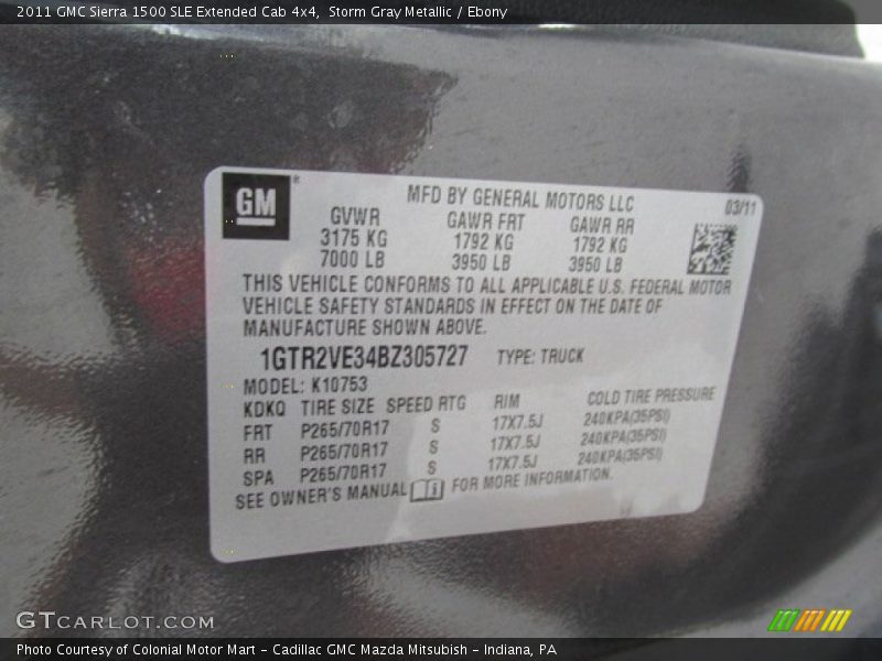 Storm Gray Metallic / Ebony 2011 GMC Sierra 1500 SLE Extended Cab 4x4