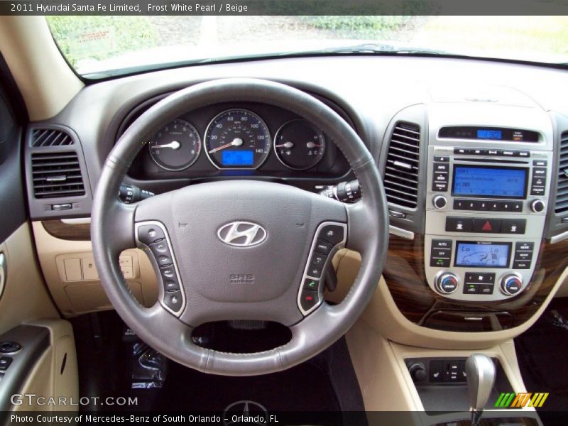 Frost White Pearl / Beige 2011 Hyundai Santa Fe Limited
