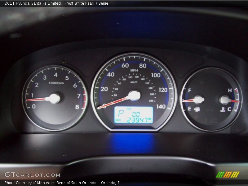Frost White Pearl / Beige 2011 Hyundai Santa Fe Limited