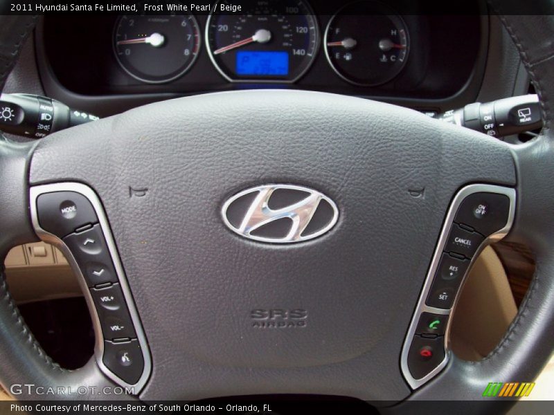 Frost White Pearl / Beige 2011 Hyundai Santa Fe Limited