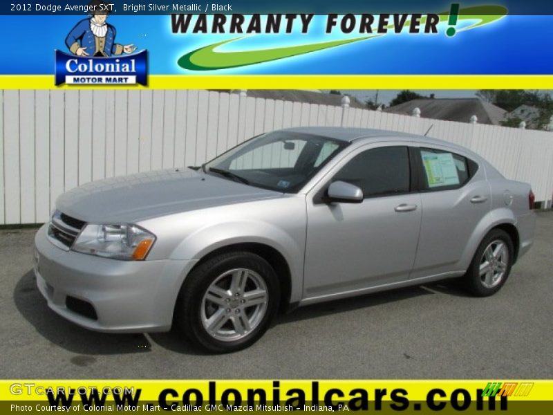 Bright Silver Metallic / Black 2012 Dodge Avenger SXT