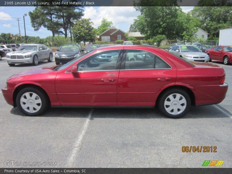 Vivid Red Metallic / Black 2005 Lincoln LS V6 Luxury