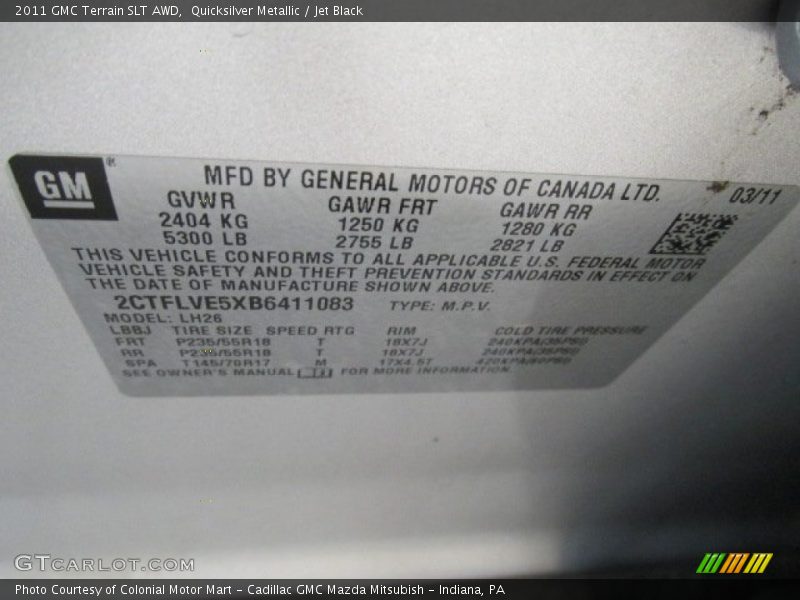 Quicksilver Metallic / Jet Black 2011 GMC Terrain SLT AWD