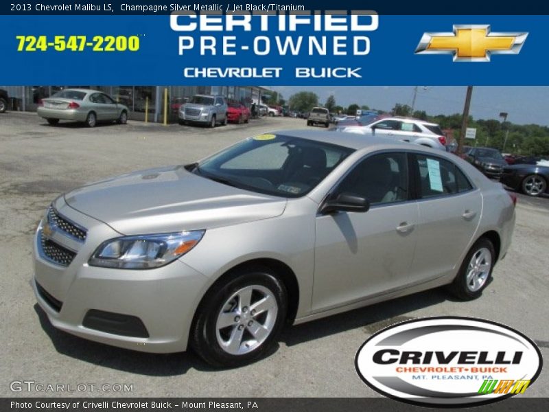 Champagne Silver Metallic / Jet Black/Titanium 2013 Chevrolet Malibu LS