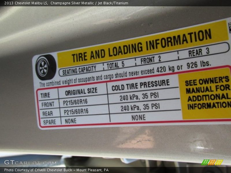 Champagne Silver Metallic / Jet Black/Titanium 2013 Chevrolet Malibu LS