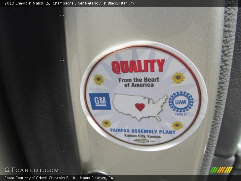 Champagne Silver Metallic / Jet Black/Titanium 2013 Chevrolet Malibu LS