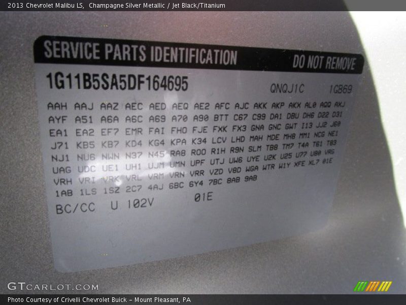 Champagne Silver Metallic / Jet Black/Titanium 2013 Chevrolet Malibu LS