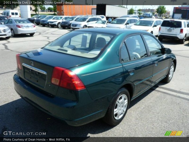 Clover Green / Beige 2001 Honda Civic LX Sedan