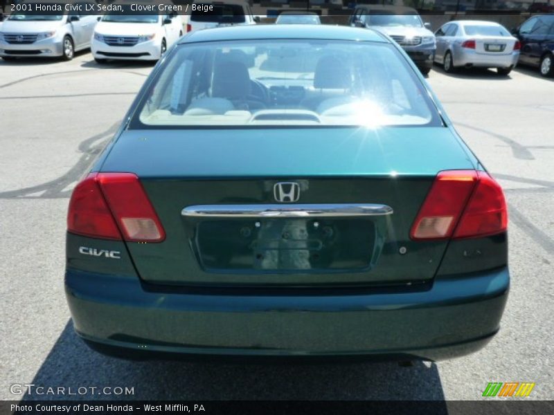 Clover Green / Beige 2001 Honda Civic LX Sedan