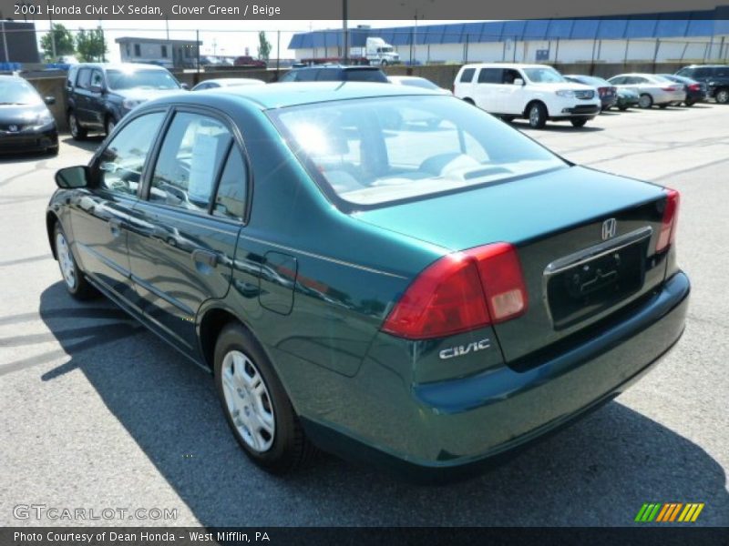 Clover Green / Beige 2001 Honda Civic LX Sedan