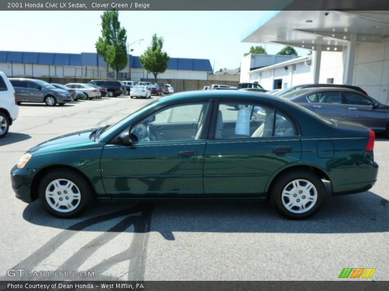 Clover Green / Beige 2001 Honda Civic LX Sedan