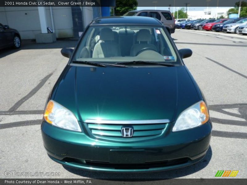 Clover Green / Beige 2001 Honda Civic LX Sedan