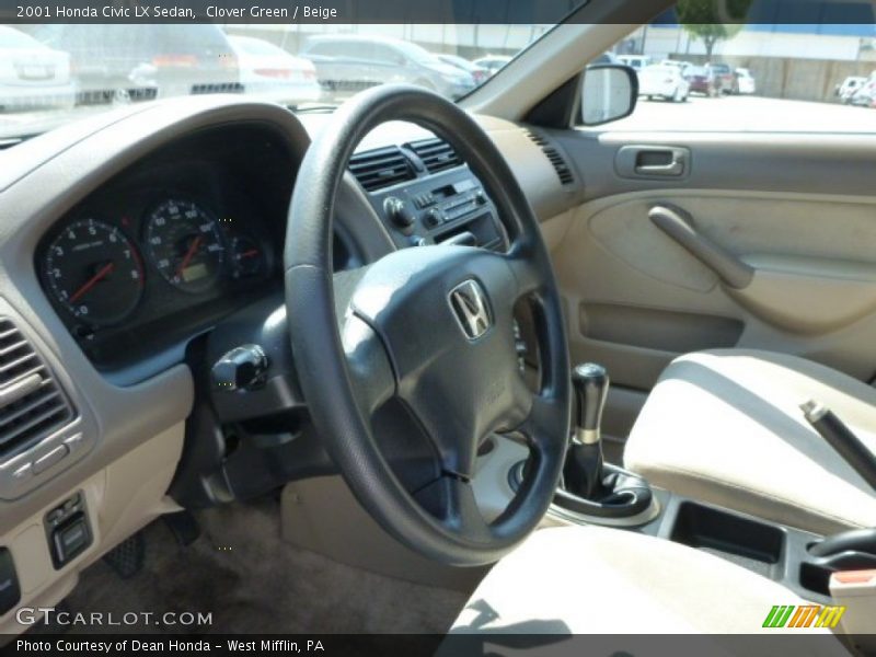 Clover Green / Beige 2001 Honda Civic LX Sedan