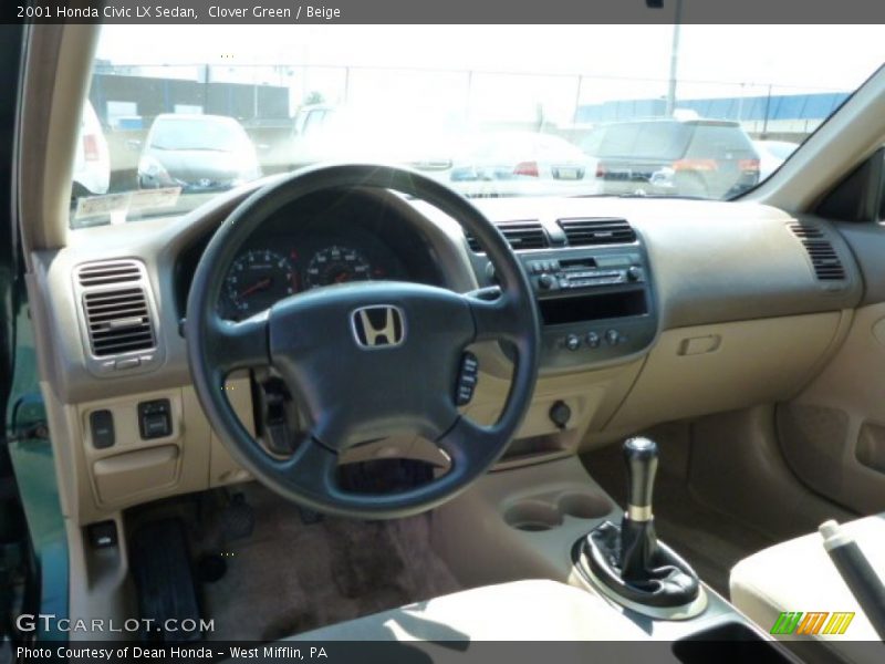 Clover Green / Beige 2001 Honda Civic LX Sedan