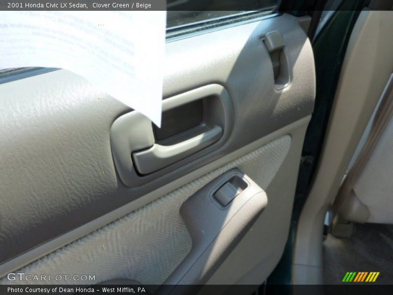 Clover Green / Beige 2001 Honda Civic LX Sedan