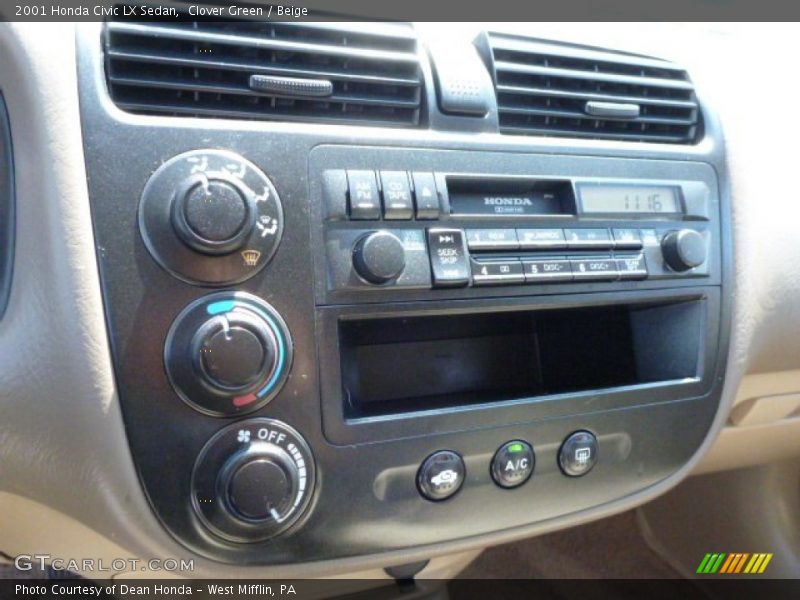 Clover Green / Beige 2001 Honda Civic LX Sedan
