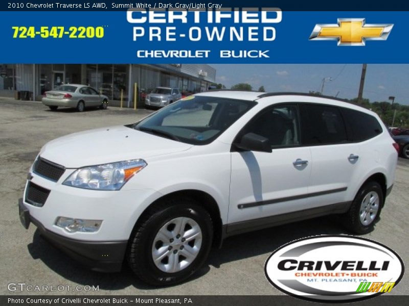 Summit White / Dark Gray/Light Gray 2010 Chevrolet Traverse LS AWD