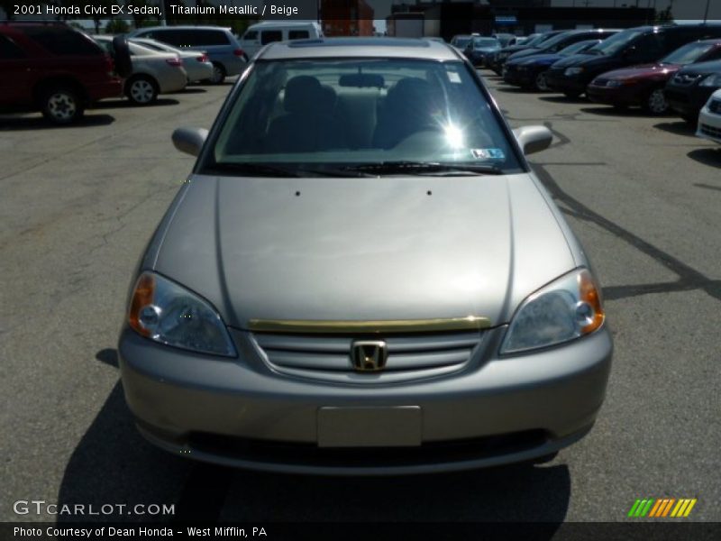 Titanium Metallic / Beige 2001 Honda Civic EX Sedan