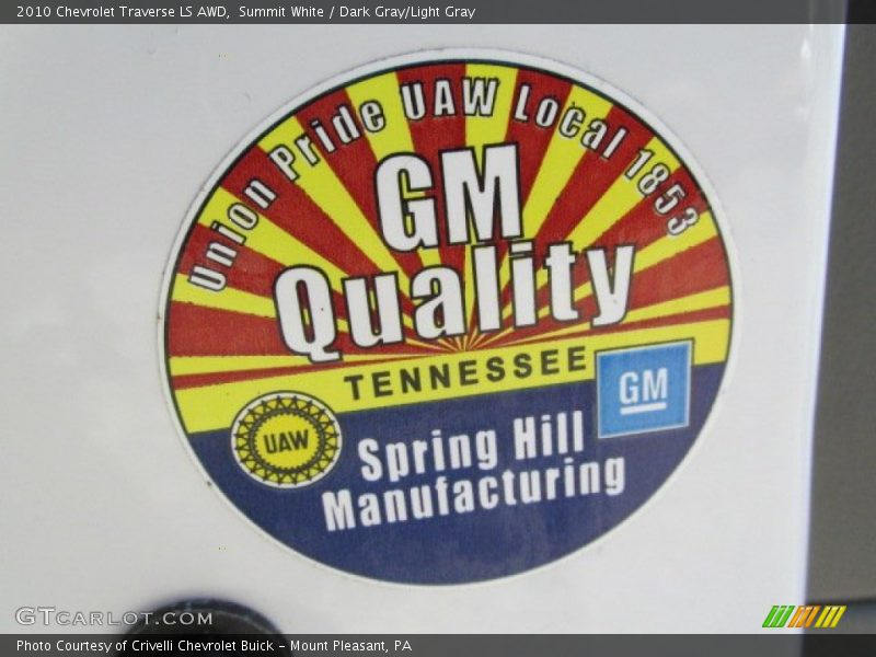 Summit White / Dark Gray/Light Gray 2010 Chevrolet Traverse LS AWD