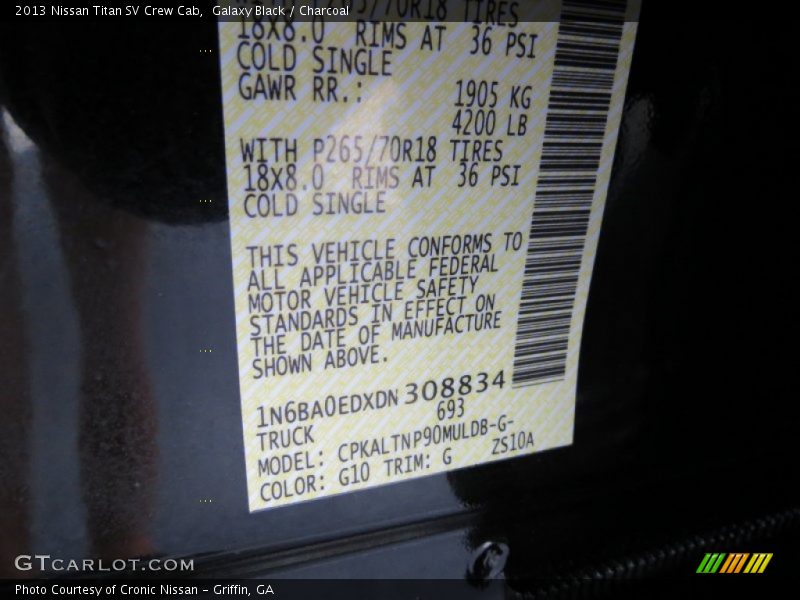 2013 Titan SV Crew Cab Galaxy Black Color Code G10