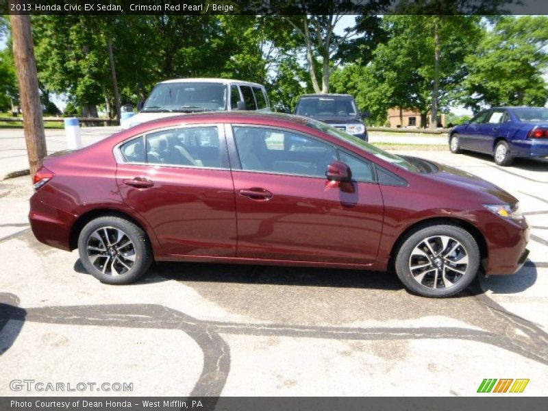 Crimson Red Pearl / Beige 2013 Honda Civic EX Sedan