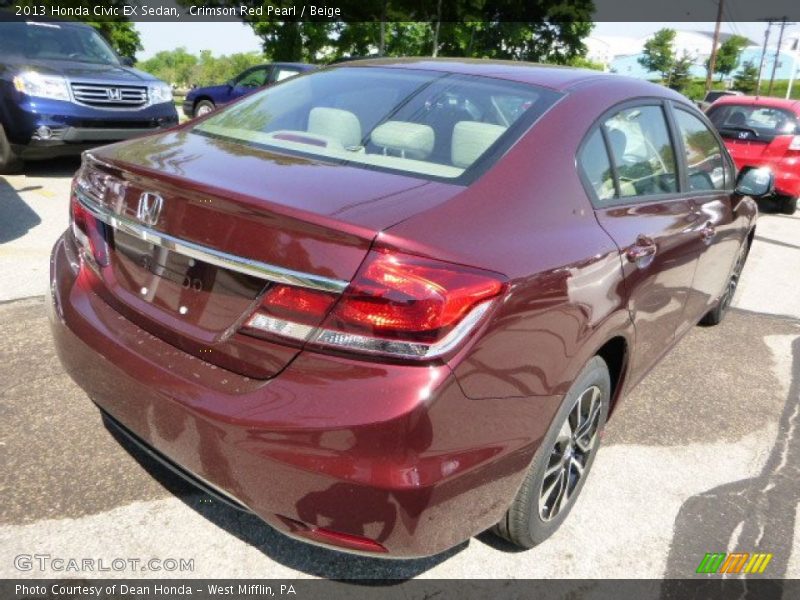 Crimson Red Pearl / Beige 2013 Honda Civic EX Sedan
