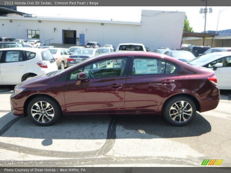 Crimson Red Pearl / Beige 2013 Honda Civic EX Sedan