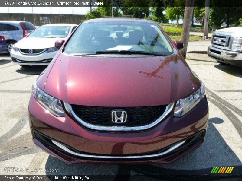 Crimson Red Pearl / Beige 2013 Honda Civic EX Sedan