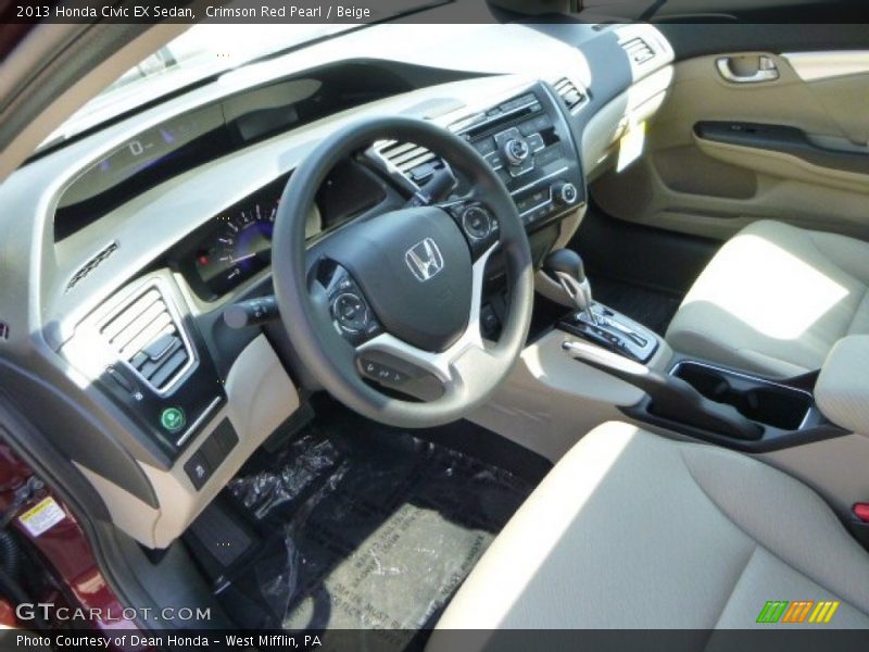 Crimson Red Pearl / Beige 2013 Honda Civic EX Sedan
